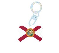 Drapeau de la Floride - Étiquettes tendance en acrylique - En forme d'os de chien - Double face - Pour chiens et chats