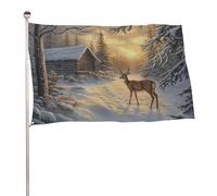 Drapeau de la forêt près d'une cabane en bois rustique - 9,1 x 1,5 m - Bannière décorative pour cour, porche, pelouse, ferme