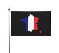 Drapeau de la France, drapeau extérieur en polyester robuste, double face, 90 x 150 cm, pour décoration de jardin, maison, festival, extérieur, bienvenue