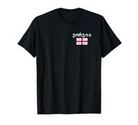 Drapeau de la Géorgie avec poche Inscription en langue géorgienne T-Shirt