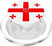 Drapeau de la Géorgie Géorgien Cœur Fière du Patrimoine Fête Nationale PopSockets PopGrip pour MagSafe