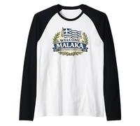 Drapeau de la Grèce de Bienvenue Malaka - Humour Grec drôle Manche Raglan