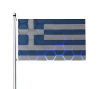 Drapeau de la Grèce, drapeaux d'extérieur, 90 x 150 cm, double face, en polyester robuste, pour la maison, la cour, le festival, la décoration de jardin extérieur, drapeaux de bienvenue