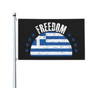 Drapeau de la Grèce et drapeaux de la liberté pour l'extérieur 3 x 5 pieds Drapeau en polyester robuste double face pour la décoration de jardin extérieur de festival de maison Drapeaux de bienvenue