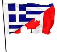 Drapeau de la Grèce et du Canada Drapeau 0,9 x 1,5 m Impression sur un côté Bannière de bienvenue pour la famille