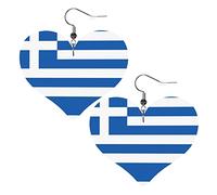 Drapeau De La Grèce Femme Boucles D'Oreilles Faux Cuir Pendantes Dangle