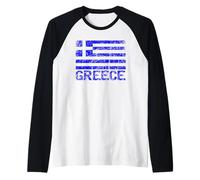 Drapeau de la Grèce Grec Grec Patriotique hellénique Vieilli Manche Raglan