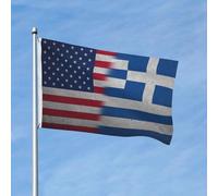 Drapeau de la Grèce rétro américain 3 x 5 pieds, bannière en polyester, double face, pour jardin, extérieur, maison, cour, festival, décoration