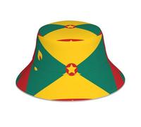 Drapeau de la Grenade Chapeau Seau Double Face Respirant Léger Tridimensionnel pour Plage Camping Randonnée Pêche Noir