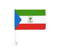 Drapeau de la Guinée équatoriale pour voiture - Clip de fenêtre extérieure - 30 x 45 cm - Double face - Décoration de voiture