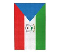 Drapeau de la Guinée équatoriale Puzzle en bois 1000 pièces - Activité familiale relaxante pour adultes - Puzzle paysage coloré dans une boîte en plastique - Cadeau de décoration d'intérieur