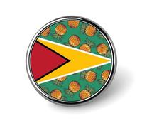 Drapeau de la Guyane Ananas Guyanais Mignon Revers Broche Pins Badge Métal Rond Veste Chapeau Sac Accessoires Bijoux