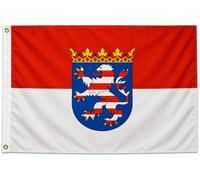 Drapeau de la Hesse - 250 x 150 cm - Drapeau de qualité supérieure avec 3 œillets métalliques - Résistant aux intempéries, aux UV et à double couture - 100 % polyester - Drapeau pour mât, jardin et