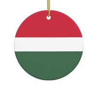 Drapeau de la Hongrie - Décoration ronde en céramique avec imprimé double face - Décoration de festival