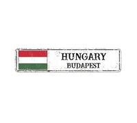 Drapeau de la Hongrie français vintage panneau souvenir de la ville de Hongrie panneau souvenir de la capitale de Budapest en aluminium rustique panneau en métal drapeau national souvenir de pays