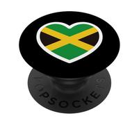 Drapeau de la Jamaïque avec Inscription « Jamaica Heart Independence Day » PopSockets PopGrip Adhésif