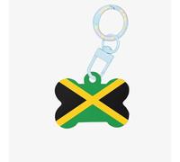 Drapeau de la Jamaïque - Étiquettes en acrylique - Porte-clés double face en forme d'os pour chiens et chats