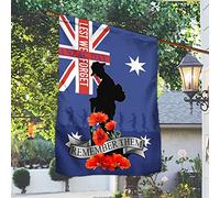 Drapeau de la journée Anzac Lest We Forget Drapeau Australie Remember Them Double face Décoration de maison pour le jour commémoratif 70 cm x 102 cm