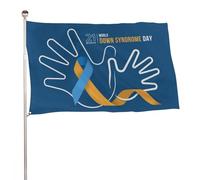 Drapeau de la Journée mondiale de sensibilisation à la trisomie 21, bannière extérieure, décoration de fête, tapisserie murale 35 x 59 po