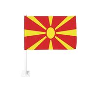 Drapeau de la Macédoine pour voiture - Clip de fenêtre extérieur - 30 x 45 cm - Double face - Décoration de voiture