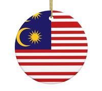 Drapeau de la Malaisie Décoration de Noël à suspendre Cadeaux de Noël L'Étrange de Monsieur Jack Ornements ronds en porcelaine