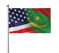 Drapeau de la Mauritanie et des États-Unis, 3x5 pieds, couleurs vives et résistant aux UV, bannières murales pour l'extérieur et l'intérieur