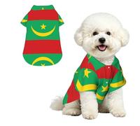 Drapeau de la Mauritanie M Pet Chemise hawaïenne pour petits chiens - Tenue d'été mignonne pour la plage pour chiot - Vêtement doux et respirant avec boutons