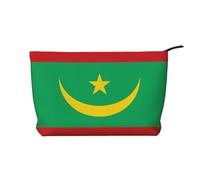 Drapeau de la Mauritanie Trousse de maquillage en velours côtelé pour femme, portable avec fermeture éclair, adaptée pour les voyages et le stockage quotidien des produits cosmétiques,