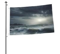 Drapeau de la mer orageux de 61 x 91 cm avec impression double face pour l'extérieur et les vacances, bannière cadeau avec œillets, toile de fond pour photo pour décoration intérieure et extérieure