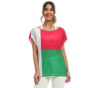 Drapeau de la Micronésie pour femmes, hauts à manches chauve-souris, chemises à manches amples pour femmes, T-shirt fluide S-XXL, Drapeau Madagascar, Taille S