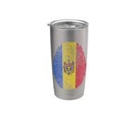 Drapeau de la Moldavie ADN Empreinte digitale Patrimoine Ancestry Traditions Gobelet isotherme en acier inoxydable double paroi