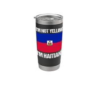 Drapeau de la nationalité haïtienne « I'm Not Yelling » Gobelet isotherme en acier inoxydable double paroi
