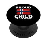 Drapeau de la Norvège Fier enfant de la fierté norvégienne du Nord PopSockets PopGrip Adhésif