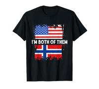 Drapeau de la Norvège USA Amérique I'm Both Of Them Norwegian Pride T-Shirt