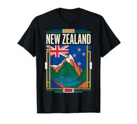 Drapeau de la Nouvelle-Zélande Alpes du Sud Lac de Montagne Art rétro T-Shirt