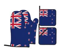 Drapeau de la Nouvelle-Zélande. Cet ensemble unique de gants de cuisine et maniques imprimés est une combinaison attrayante, avec un polyester résistant à l'eau et un tissu isolant thermique.