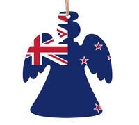 Drapeau de la Nouvelle-Zélande en bois Ornements de sapin de Noël en forme d'ange 1 pièce - Décorations vintage pour décoration de maison de vacances