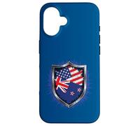 Drapeau de la Nouvelle-Zélande et des États-Unis Drapeau USA Nouvelle-Zélande Coque pour iPhone 16