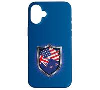 Drapeau de la Nouvelle-Zélande et des États-Unis Drapeau USA Nouvelle-Zélande Coque pour iPhone 16 Plus