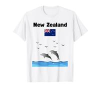 Drapeau de la Nouvelle-Zélande souvenir amoureux des dauphins observant les dau T-Shirt