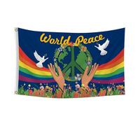 Drapeau de la paix, bannière de symbole, affichage intérieur extérieur fiable résistant à la fonte, œillets en laiton inclus, panneau de suspension de jardin 3x5 pi, drapeau mondial pour le camping sc