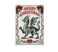 Drapeau de la paix vert Merry Christmas Dragon pour l'extérieur Bannière de Pâques pour décoration de patio 71 x 101 cm double face