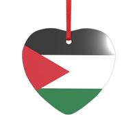 Drapeau de la Palestine 1 Imprimé Cœur Rond Acrylique Accessoires festifs Ornement pour Noël Multi Scène Décorations Cadeaux