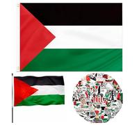 Drapeau de la Palestine - 150 x 90 cm - Avec 50 autocollants - Drapeau palestinien - Avec œillets - Pour fête nationale, festival, fête, maison, intérieur et extérieur