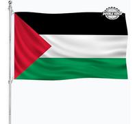 Drapeau de la Palestine 7,6 x 12,7 cm double face pour extérieur robuste 3 plis en polyester épais Bannière pour voiture avec 2 œillets métalliques, 4 rangées de coutures