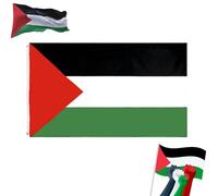 Drapeau de la Palestine, 90 x 150 cm, drapeau national palestinien avec 2 œillets en laiton polyester de haute qualité, pour intérieur/extérieur (60 x 90 cm)