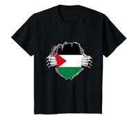 Drapeau de la Palestine à éclater T-Shirt, Enfant, Noir, 6 Ans