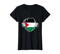 Drapeau de la Palestine à éclater T-Shirt, Femme, Noir, XS