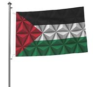 Drapeau de la Palestine avec effet polygone, drapeaux pour extérieur, bannière robuste double face de 2 x 3 pieds, pour maison, cour, festival, décoration de jardin extérieur, drapeau de bienvenue