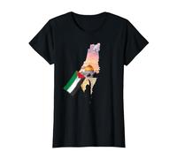 Drapeau de la Palestine - Carte de Jérusalem T-Shirt, Femme, Noir, M